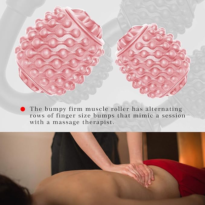 Cellulite Massage Tool Muscle Roller - Deep Fascia Massager & Dimpled Skin Remover for Legs, Thighs & Buttocks - Anti-Cellulite Roller, Smooth Skin, Pain Reliefs (Black Pink) - Bloomnest