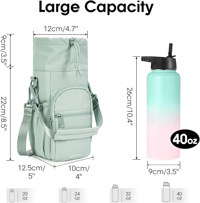sportsnew Water Bottle Holder with Strap 32oz 40oz Insulated Water Bottle Carrier Sling Bag with Phone Pocket Crossbody sportsnew
