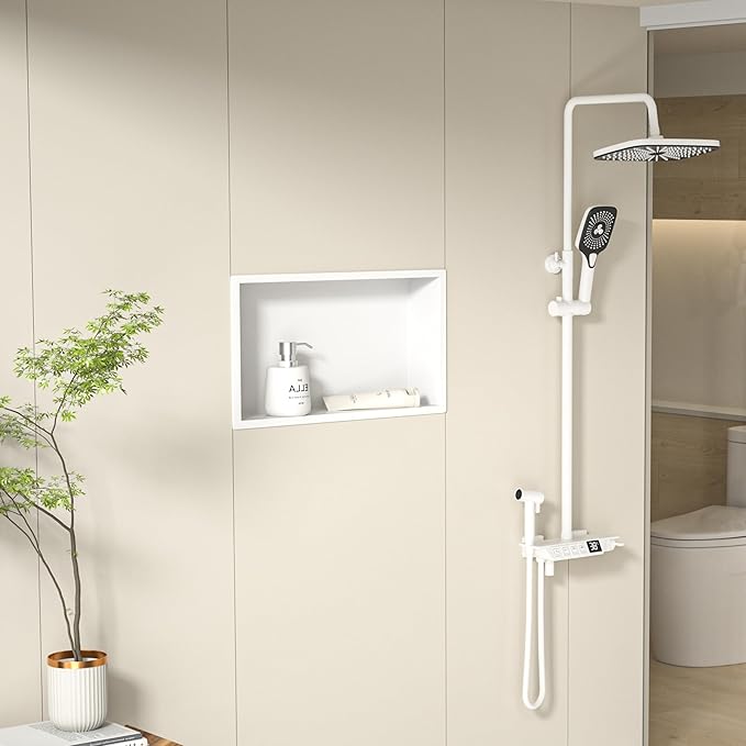 Stainless Steel Shower Niche 20" X 12" White No Tile Needed Niche Shower for Bathroom Storage Recessed Wall Shelf Over Mount Installation - Bloomnest
