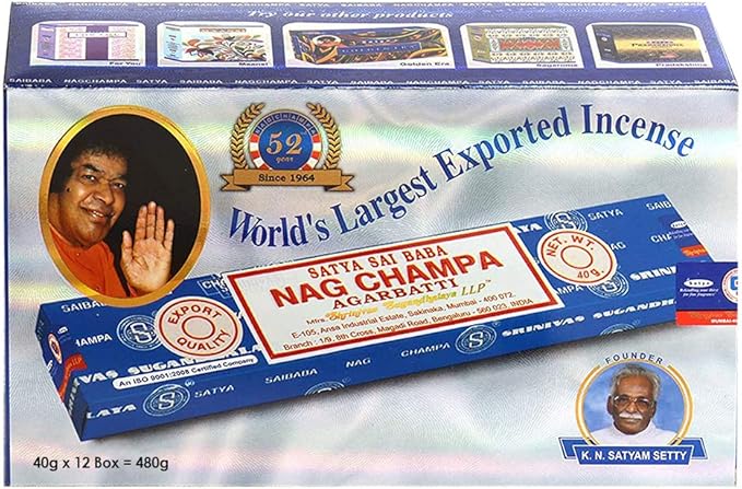 Nag Champa Incense Sticks 40g x 12 and Incense Stick Holder Bundle Insence Insense Satya Incense - Bloomnest