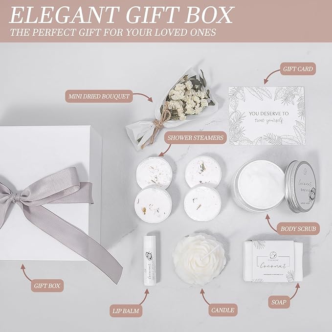 Spa Gifts for Women Bath and Body Gift Basket Valentines Day Gifts Coconut Lavender Home Spa Set Self Care Gift for Mom Sister Her Wife Birthday Gifts Spa Kit Care Package Thank You Gift