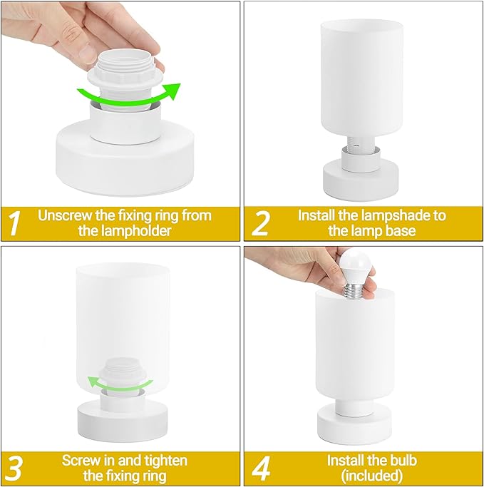 Touch Bedside Lamp, Mini Stepless Dimmable Table Lamps for Bedroom for Night Stands, Small Desk Lamp with Brightness Memory, USB Charging Ports, Warm LED Bulb, White, Cylindrical Shape, 1 Set - Bloomnest