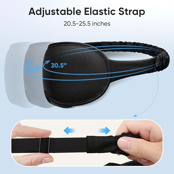 Weighted Eye Mask for Sleeping - Sleep Mask for Women & Men, Blackout 3D Contoured Sleeping Mask for Side Sleeper, Zero Pressure Soft Night Eye Cover with Adjustable Strap for Travel, Black - Bloomnest