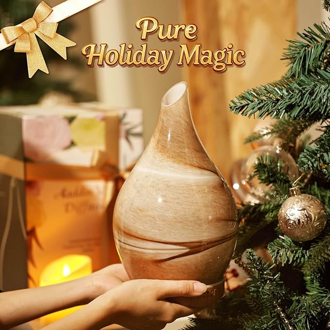 Porseme 280ml Essential Oil Diffuser Glass Color Changing Aroma Air Diffusers Aromatherapy Ultrasonic Cool Mist Humidifier 7 Running Hours Waterless Auto-Off for Sleeping, Yoga, Office, Spa (Desert) - Bloomnest