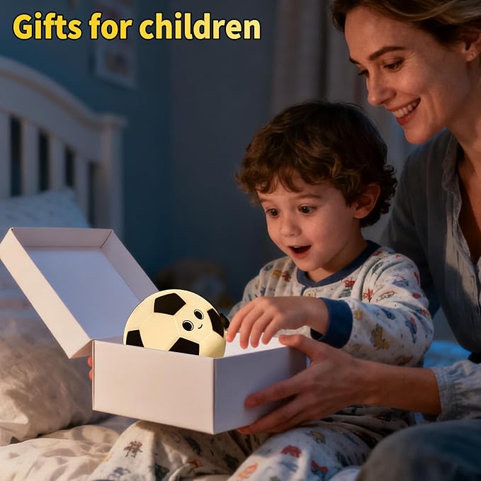 Cute Soccer Ball Fun Night Light - Dimmable RGB Touch Control Lamp, USB-C Rechargeable, Stress Relief Toy for Sports Fans, Home Decor and Gift - Bloomnest