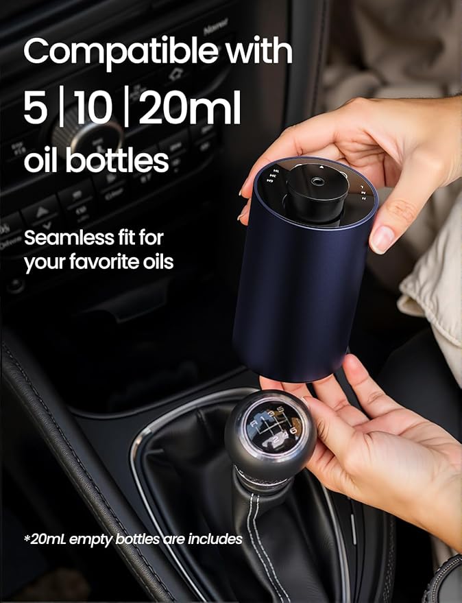 Waterless Essential Oil Diffuser, Rechargeable Scent Diffusers with 3 Mist Levels & Timers, Portable Aromatherapy Diffuser for Home Car Room Studio Office, Deep Blue - Bloomnest