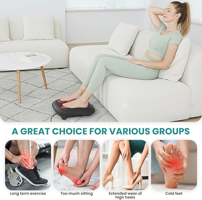 Nekteck Foot Massager with Heat, Shiatsu Heated Electric Kneading Foot Massager Machine for Neuropathy, Plantar Fasciitis, Feet Massage for Pain Relief, Circulation, Christmas Gifts for Man Woman Her - Bloomnest