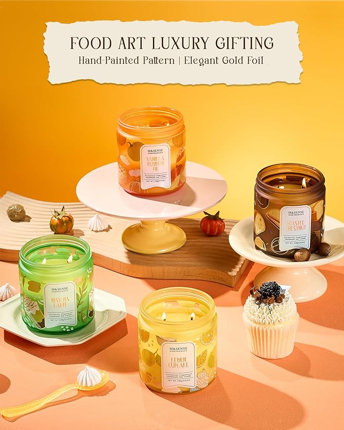 M&SENSE Roasted Chestnut Scented Candle, 11.6oz Natural Soy Wax, 70 Hours Long Lasting Clean Burn, Warm Nutty Aroma for Holiday Home Decor, Non-Toxic Relaxing Winter Gifts for Women - Bloomnest