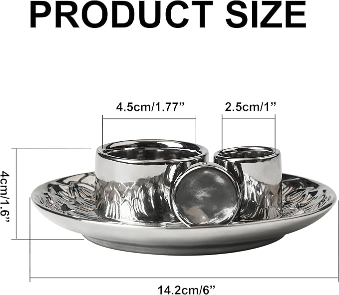 4 in 1 Incense Holder, Ceramic Incense Stick and Palo Santo Holder,Sage Holder for Burning- 5.5" Ceramic Ash Catcher Tray for Meditation and Yoga Room (Silver) - Bloomnest