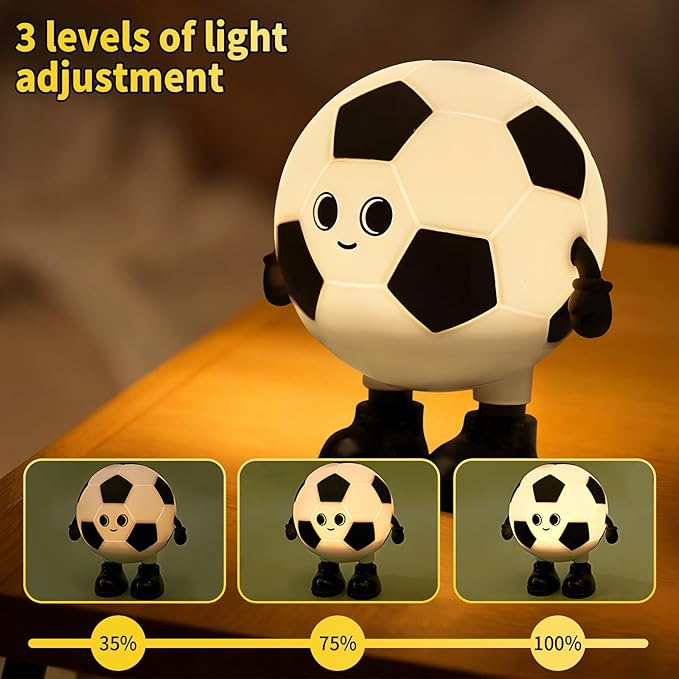 Cute Soccer Ball Fun Night Light - Dimmable RGB Touch Control Lamp, USB-C Rechargeable, Stress Relief Toy for Sports Fans, Home Decor and Gift - Bloomnest