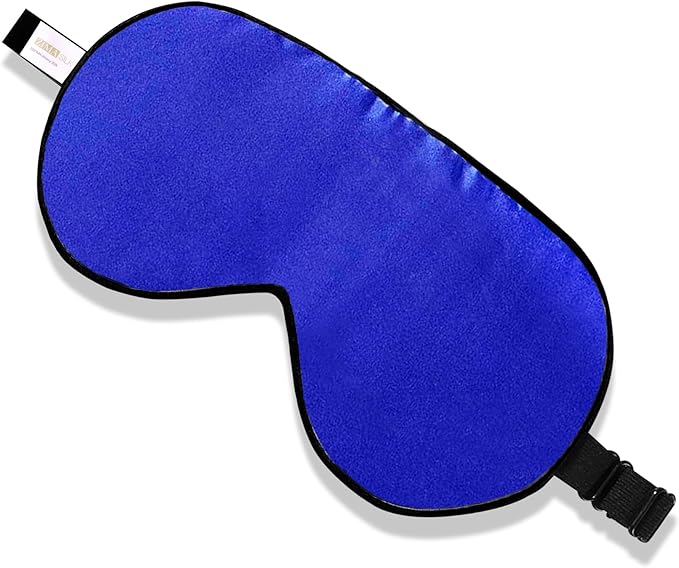 ZIMASILK 100% Natural Silk Sleep Mask Blindfold,Adjustable Super-Smooth Soft Eye Mask for Sleep with Bag(Royal Blue) - Bloomnest