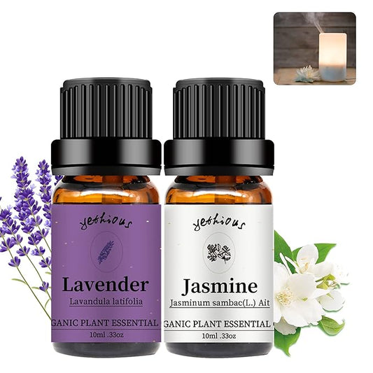 yethious Jasmine Lavender Essential Oil Set Organic Pure for Jasmine Essential Oil for Diffuser & Aromatherapy Lavender Oil Set - Bloomnest