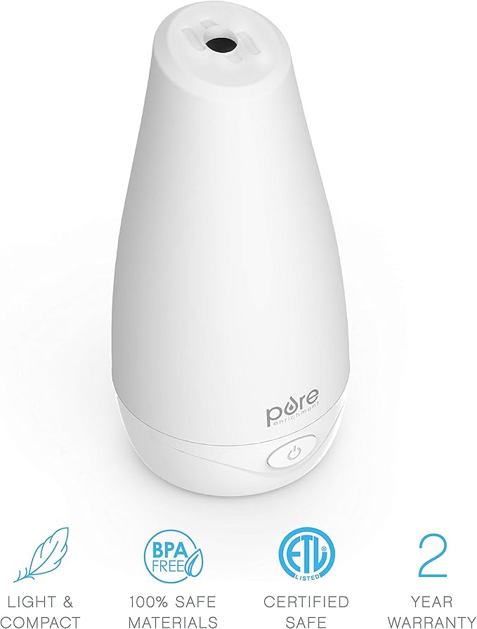 Pure Enrichment® PureSpa™ Essential Oil Diffuser - Compact Ultrasonic Aromatherapy Diffuser, Natural Air Deodorizer, 100ml Water Tank, and Optional Mood Light - Lasts Up to 7 Hours with Auto Shut-Off - Bloomnest