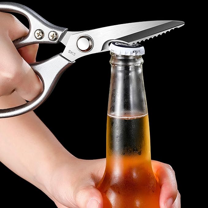 Kitchen Scissors All purpose, Have duty Stainless Steel Cooking Shears for Cutting Meat,Chicken, Poultry, Fish, Herbs, Seafood Scissors with Comfort Grip siver - Bloomnest