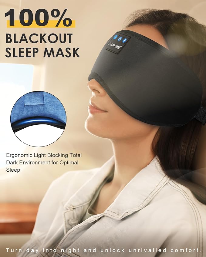 Sleep Headphones Bluetooth 5.4 Sleeping Eye Mask for Mom Women Men Wireless Music Earphones for Side Sleepers Built-in HD Speakers Cool Gadgets Unique Gifts - Bloomnest