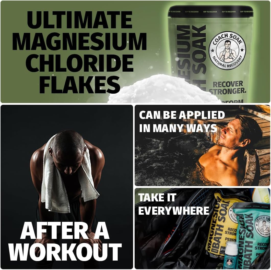 Coach Soak Epsom Salt Alternative Bath Soak & Cream with Magnesium Flakes - 1.61 lb (Pack of 2) - Cooling Peppermint - Foot Soak & Bath Salts for Relaxing Muscle Support & Skin Softening