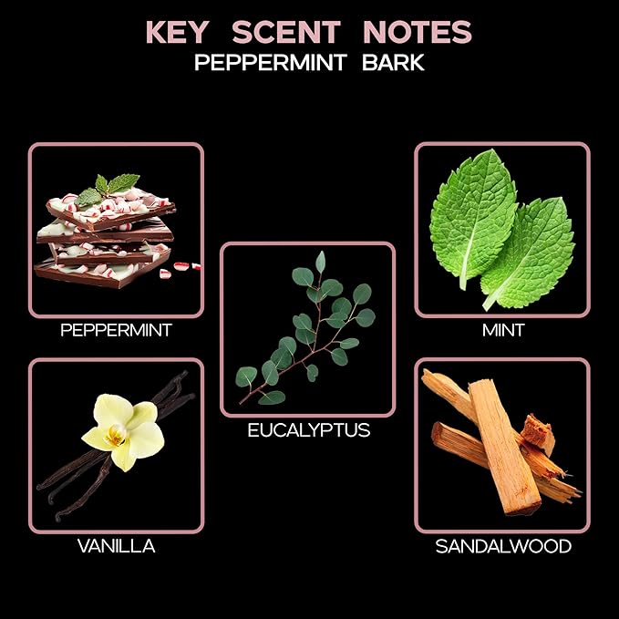 LOVSPA Reed Diffuser Set, Peppermint Bark Scented Oil Diffuser with Sticks, Home Fragrance Accessories for Bathroom Shelf Decor, Aroma Diffusers for Home or Office Desk, USA Made