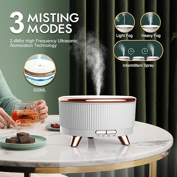 Diffusers for Essential Oils Large Room, 500ml Aromatherapy Diffuser Cool Mist Humidifier with Remote Control,7 Colors Lights & 6 Mist Mode Waterless Auto Off for Women Office Home - Bloomnest