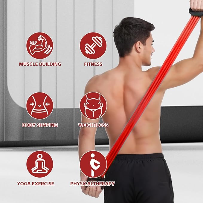 Resistance Bands with Handles, Single Resistance Bands, Exercise Bands with Comfortable Handles, Resistance Training, Physical Therapy, Home Workouts, Fitness, Pilates - Bloomnest