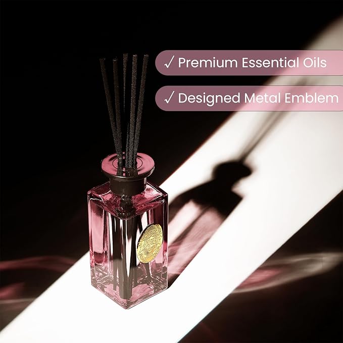 M&SENSE 6.3 oz Large Reed Diffuser Set | Ginger & Ylang Ylang Scent Oil Diffuser with Sticks | Hotel Collection Non-Toxic Essential Oil |for Bedroom Bathroom Living Room MSENSE