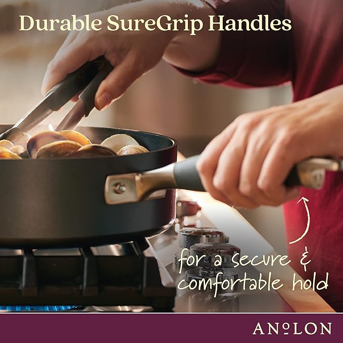 Anolon Advanced Home Hard-Anodized Nonstick Tapered Sauce Pan/Saucepot, 4.5-Quart (Moonstone) - Bloomnest