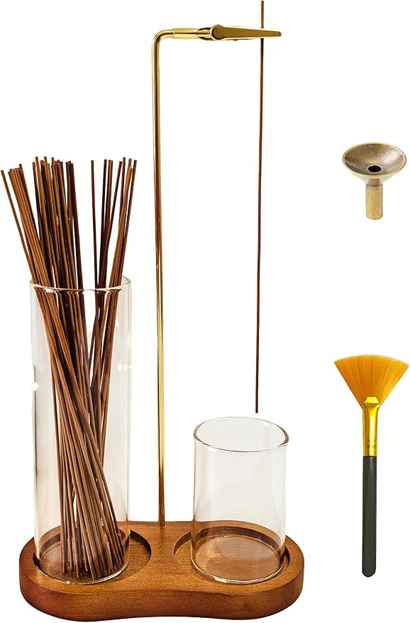 2 in 1 Glass Incense Holder & Burner with Ash Catcher – Decorative Incense Stick Holder for Aromatherapy, Yoga, Meditation - Bloomnest