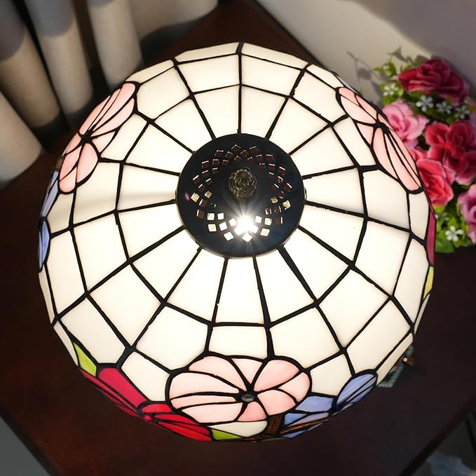 Tiffany Lamp Stained Glass lamp Bedside Table Lamps for Living Room Bedroom Dorm Kitchen Home Decor Festival Birthday Gift,12 inches Morning Glory - Bloomnest