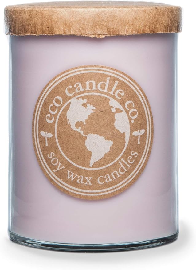 ECO CANDLE CO. Recycled Candle, Pure Lilac, 18 oz. Double Wick - Scents of Pure Lilac Bushes - 100% Soy Wax, No Lead, Kraft Paper Label & Lid, Hand Poured, Phthalate Free, Midwest Grown Soybeans - Bloomnest