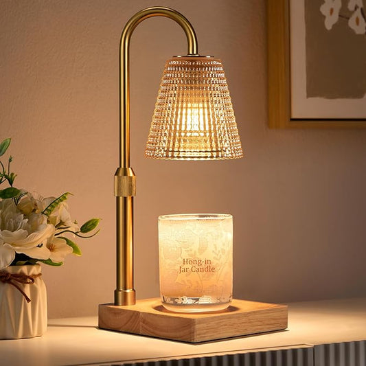 Adjustable Height Candle Warmer Lamp with Timer Dimmer,Birthday Gifts for Women Mom,House Warming Gifts New Home Room Decor,Vintage Wax Warmer for Scented Wax Jar Candles(Amber)