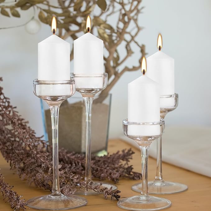20-Piece White Taper Candles (2x4 inches) | Unscented, Dripless & Smokeless | Clean-Burning Dinner Candles for Weddings, Parties, Dinner Table Decor, Home Dining, Church Ceremonies & Celebrations - Bloomnest