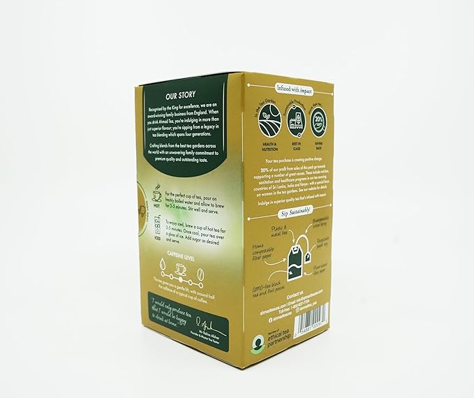 Ahmad Tea Black Tea, Cardamom Teabags, 20 ct (Pack of 1) - Caffeinated & Sugar-Free - Bloomnest