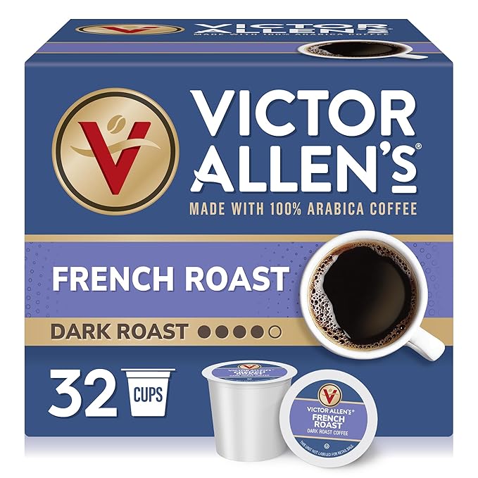 Victor Allen's Coffee French Roast, Dark Roast, 32 Count, Single Serve Coffee Pods for Keurig K-Cup Brewers - Bloomnest