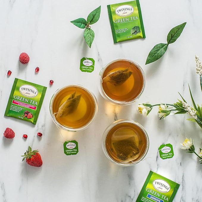 Twinings Green Tea with Jasmine Individually Wrapped Bags, 20 Count (Pack of 1), Fragrant Floral Scent, Caffeinated, Enjoy Hot or Iced, 20 Teabags - Bloomnest