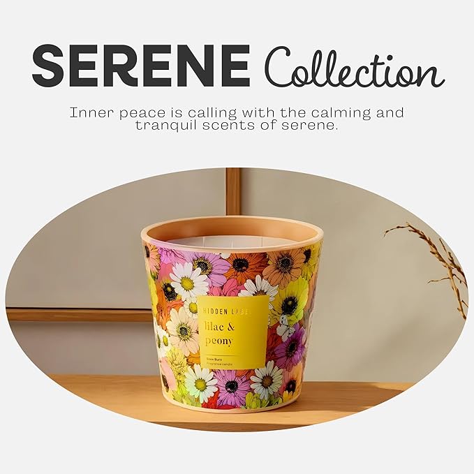 Hidden Label Lilac & Peony Scented Candle, 3 Wick Large Candles for Home, 30oz Natural Soy Candles for Home Scented,100 Hour Burn Time, Long Lasting Highly Scented Luxury Candle Gift - Bloomnest