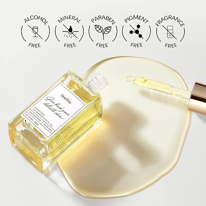 ZealSea Superfood Antioxidant Face Oil: Facial Oil with Antioxidant Rich Plant-Based Oils Hydrating and Smooth Dry Skin Care Gua Sha Massage Skin Therapy Oil for Women Men, 1 Fl Oz (Pack of 2) - Bloomnest