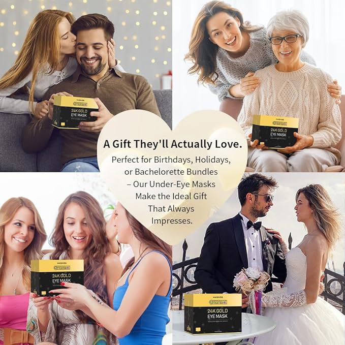 24k Gold Under Eye Patches (8 Pairs), eye mask, Collagen Skin Care Products, Eye Patches for Puffy Eyes, eye masks for dark circles and puffiness - Bloomnest