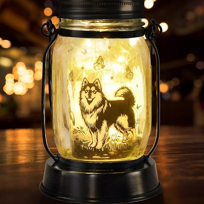 kyoryuger Samoyed Gifts for Women/Men Samoyed Dog Solar Lanterns Mom Birthday Dog Lovers Lantern Pet Loss Pet Memorial Lights Solar Garden Decoration for Yard, Patio,Backyard,Porch Torches - Bloomnest