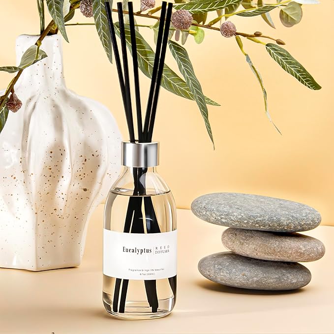 Clesh Reed Diffuser Set, 6.7 oz Eucalyptus Scented Diffuser with Sticks, Home Fragrance Reed Diffuser for Bathroom Shelf Decor - Bloomnest