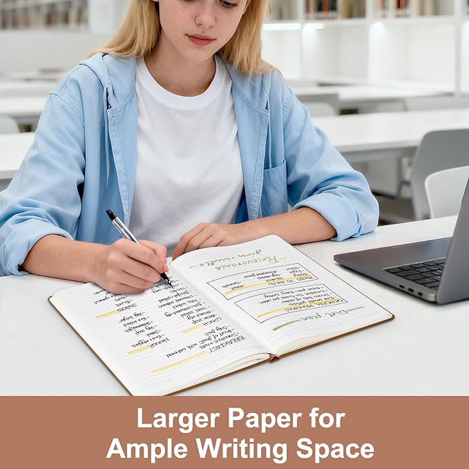 COMIX B5 Lined Journal Notebooks, 240 Pages, 6.9 x 9.8 Inches, Brown, Hardcover Journaling Notebooks for Men & Women- Fits for Office, Business, School, Notes Taking & Writing - Bloomnest