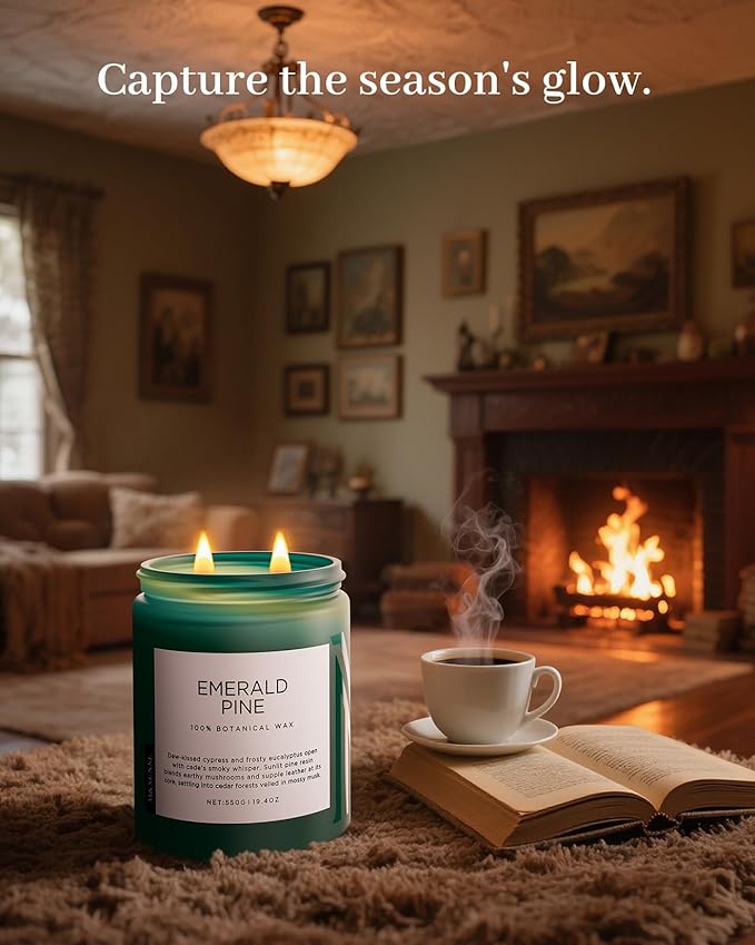 M&SENSE Pine Scented Candles Natural Soy Wax Clean Non Toxic 19.4oz 110 Hours Large Long Lasting Christmas Winter Scented 2 Wicks Candle Gift for Holiday & Family Friends Teachers - Bloomnest