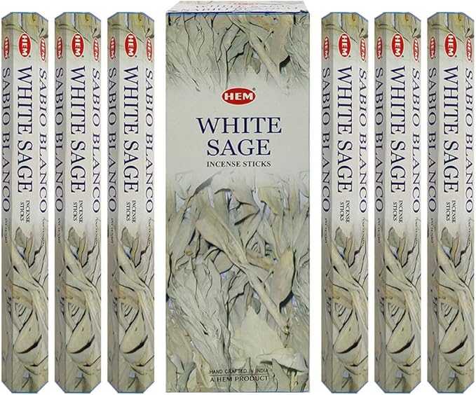 Trumiri Incense Stick Holder Bundle with Hem White Sage 20g Incense Sticks - Pack of 6 (Approx 120 Sticks) TRUMIRI