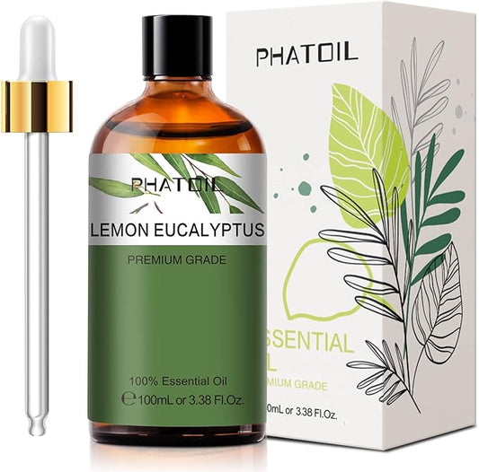 Lemon Eucalyptus 3.38fl.oz Essential Oil, PHATOIL Pure Aromatherapy Oils for Diffuser, Humidifier, Perfect for DIY Soap, Candle, Bath Bombs Making(100ml) PHATOIL