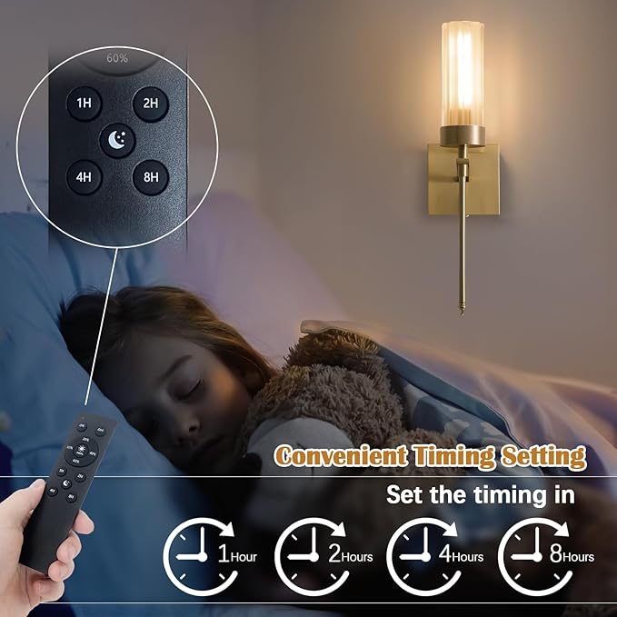 Battery Operated Wall Sconces Set of Two with Remote, Gold Rechargeable Wireless Wall Lights, Sconces Wall Decor Set of 2 Dimmable 2700K Battery Powered Sconce for Bathroom Living Room Hallway - Bloomnest