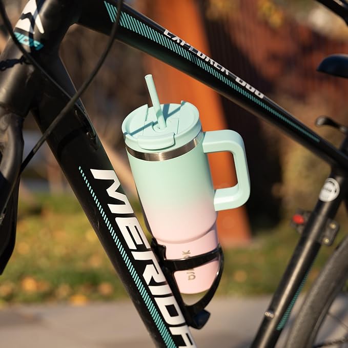 BJPKPK 40 oz Stainless Steel Tumbler With Handle Insulated Tumblers With 2 Straw Travel Coffee Mug With Lid,Army Green