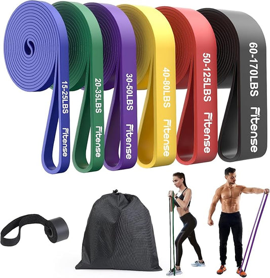 Resistance Bands Set - Pull Up Bands for Men Women, Exercise Bands Resistance with Door Anchor, Training Poster & Pouch for Body Stretching, Pull Up Assist - Bloomnest