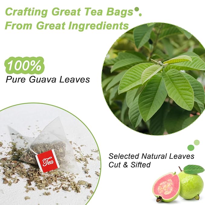 FullChea - Guava Leaves Tea Bags, 50 Teabags - Hojas De Guayaba, Premium Guava Leaf Tea - Non-GMO - Caffeine-free - Boost Immunity & Rich in Antioxidants - Bloomnest
