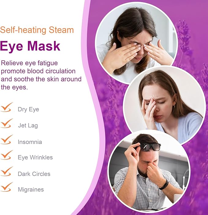 30 PCS Steam Eye Masks lavender Heated Eye Mask Self Heating for Eyes, Disposable Warming Eye Mask for Sleep, Unscented Scent Eye Steam Mask for Spa/Travel, Stress Relif & Relaxation Gifts for Women - Bloomnest