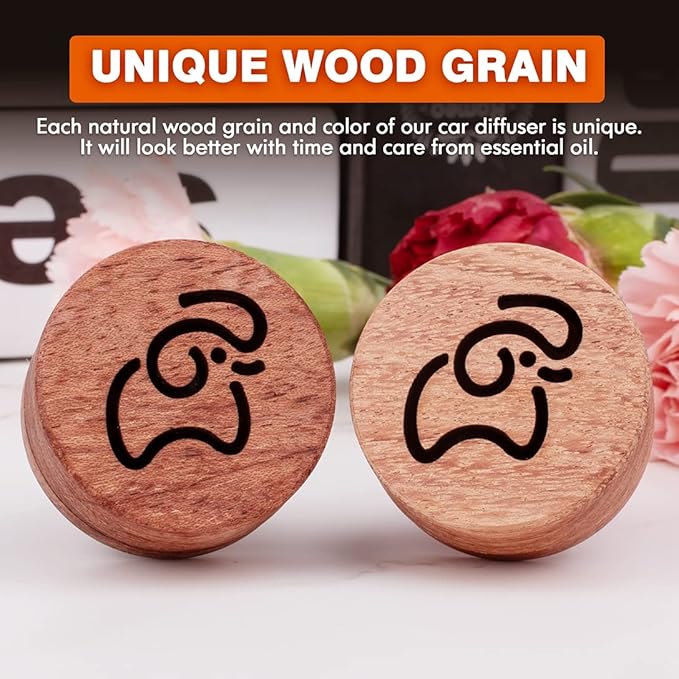 Essential Oil Car Diffuser, 2 PCS Elephant Calf Shaped Car Aromatherapy Wood Diffuser with Vent Clip - Bloomnest