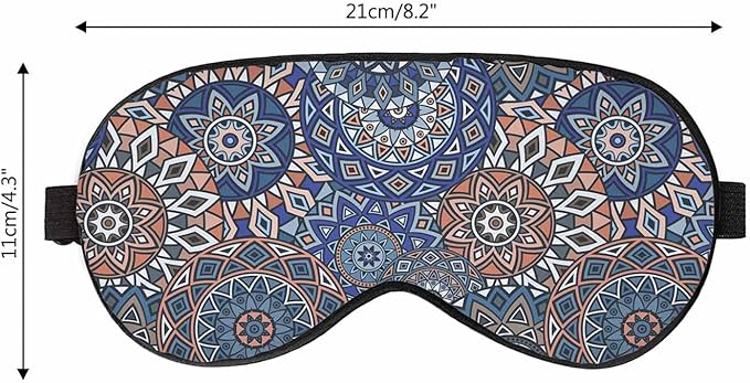 Ethnic Floral Motives Sleep Eye Mask Mandala Stylized Boho Chic Summer Fashion Men Women Sleep Mask with Adjustable Strap Eye Cover Eye Shade for Travel, Nap,Meditation - Bloomnest