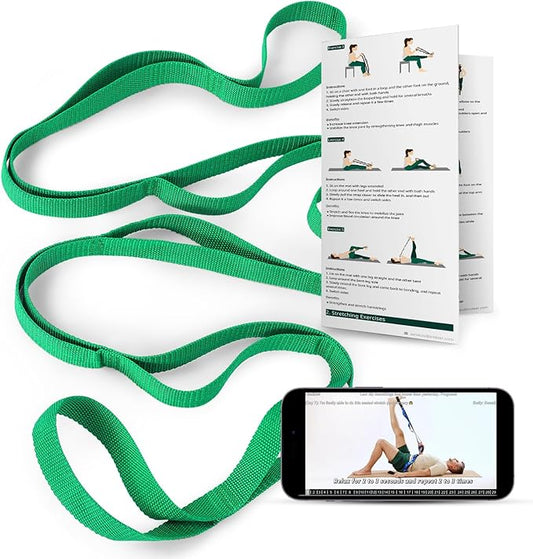 Trideer Stretching Strap Yoga Strap for Physical Therapy, 10 Loops Yoga Straps for Stretching, Non-Elastic Stretch Strap for Pilates, Exercise, Stretch Band for Women & Men - Bloomnest